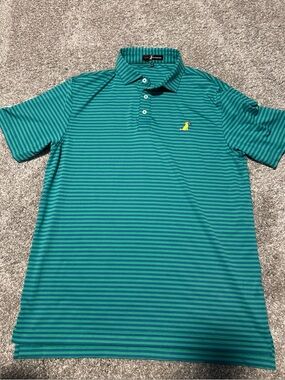Birdie Retriever Men’s Medium Green Striped Gold Golf Polo